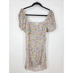 Elodie Floral Print Smocked Square Neck Puff Sleeve‎ Mini Dress XL